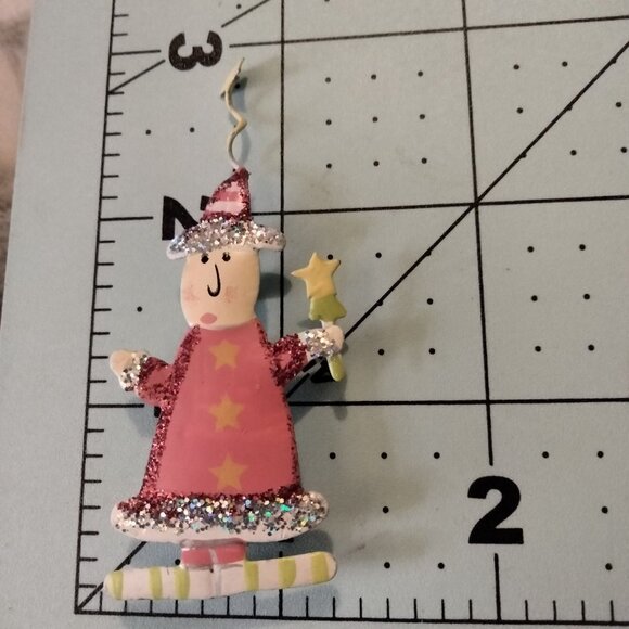 Whimsical Glittery Wizard Pin Birthday Brooch Hand Painted - Picture 4 of 4